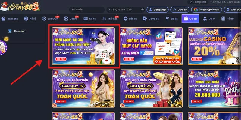 Thắng mini tài xỉu liên tiếp nhận 150K